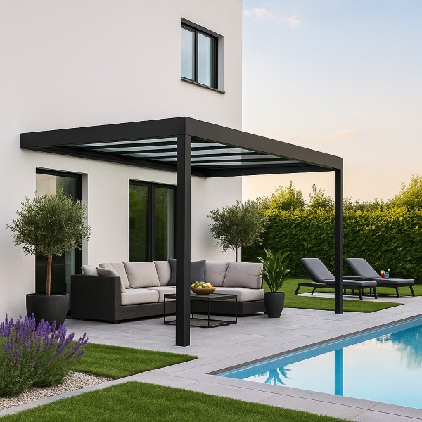 Väggmonterad Pergola (Aluminiumstomme)