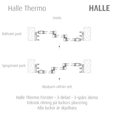 Halle Thermo fönster skjutbar 3 delade uterumspartier