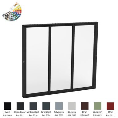 Svart Solid uterumsparti rättvänt 3-delat till uterum