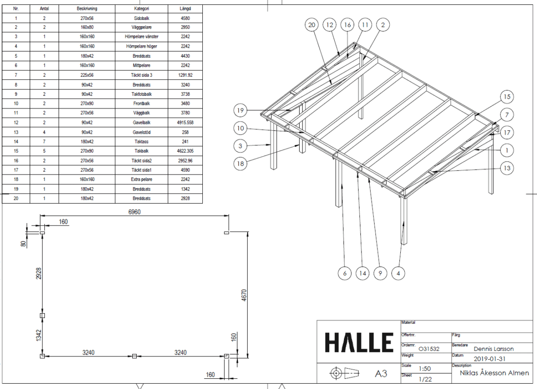 limträstomme pulpet stomme 6960x4670mm