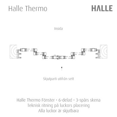 Halle Thermo fönster skjutbar 6 delad uterumsparti