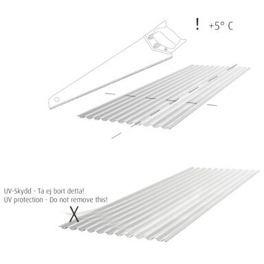 Kapa plasttak med fintandad såg