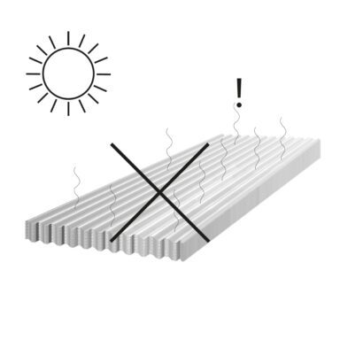 Stapla ej plasttak i direkt solljus