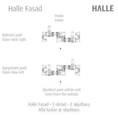 Halle System öppningsbart aluminiumsystem och glasparti i husfasaden