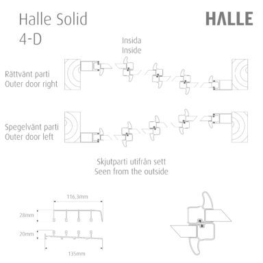 Halle uterumsparti Solid 4-del skjutbart för uterum