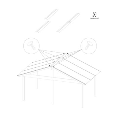 nockplåt nockbeslag vit håller kanalplasttaket tätt från regn i uterum