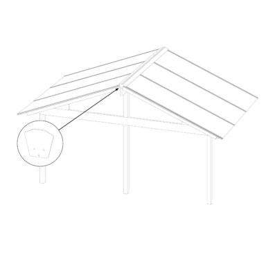 täcklock nock montering teckning är tillbehör till kanalplasttak vid sadellösning