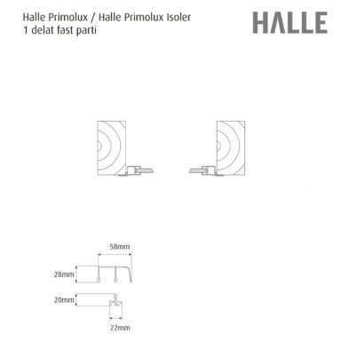 Halle uterumsparti 1-del fast väggparti till uterum teckning