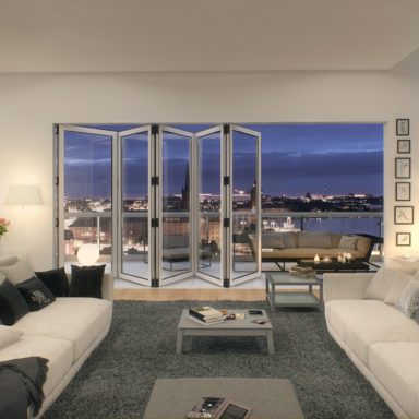 Halle öppnat Vikparti ut på terassen i skymningen