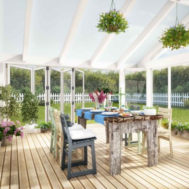 Vitt vikparti med 2-glas för uterum