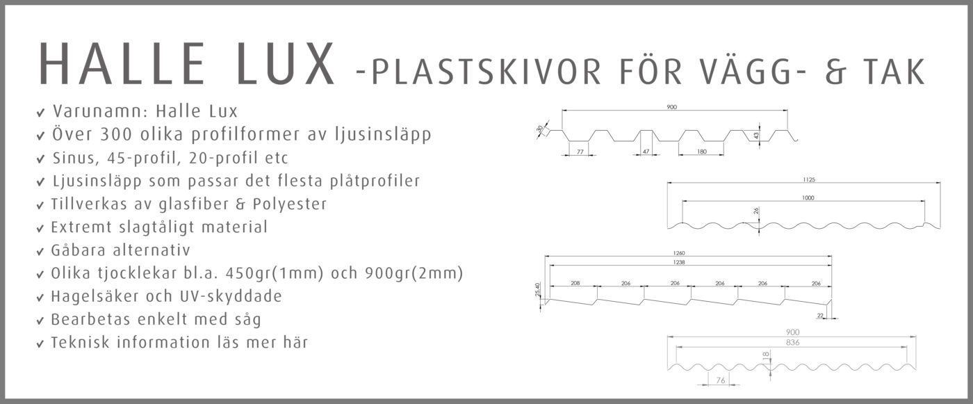 Plasttak Halle Lux Opal & Transparent takplast och väggplast från Halle för tak och vägg