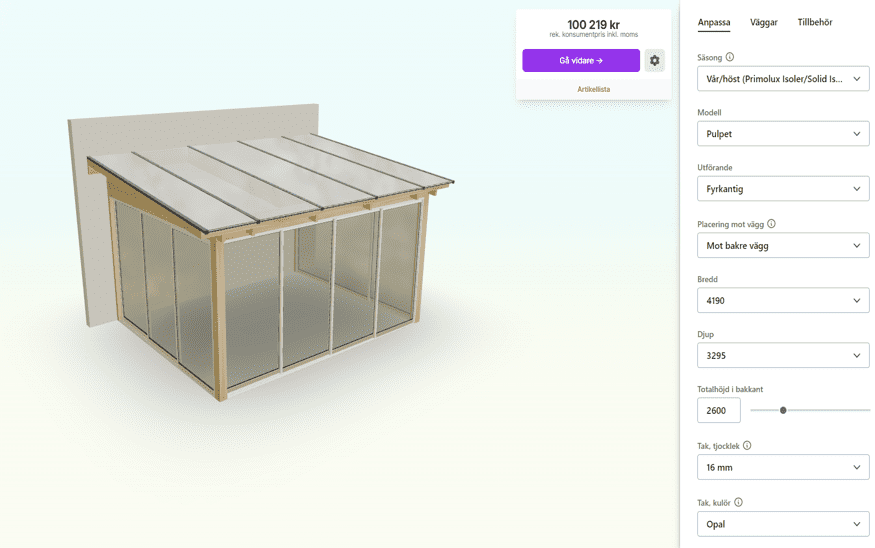 Uterum mad kanalplast från Halle konfigurator