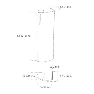 Standardhandtag för Halle uterumsparti med mått