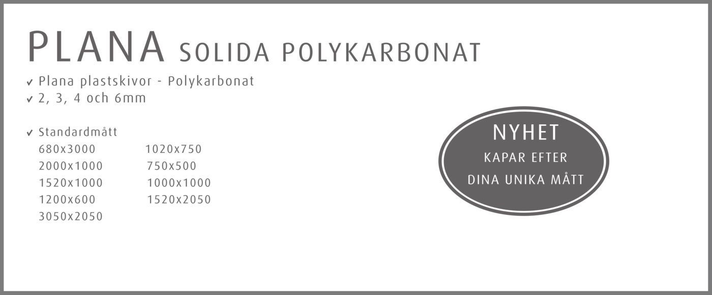 Plana skivor i Polykarbonat från Halle System AB