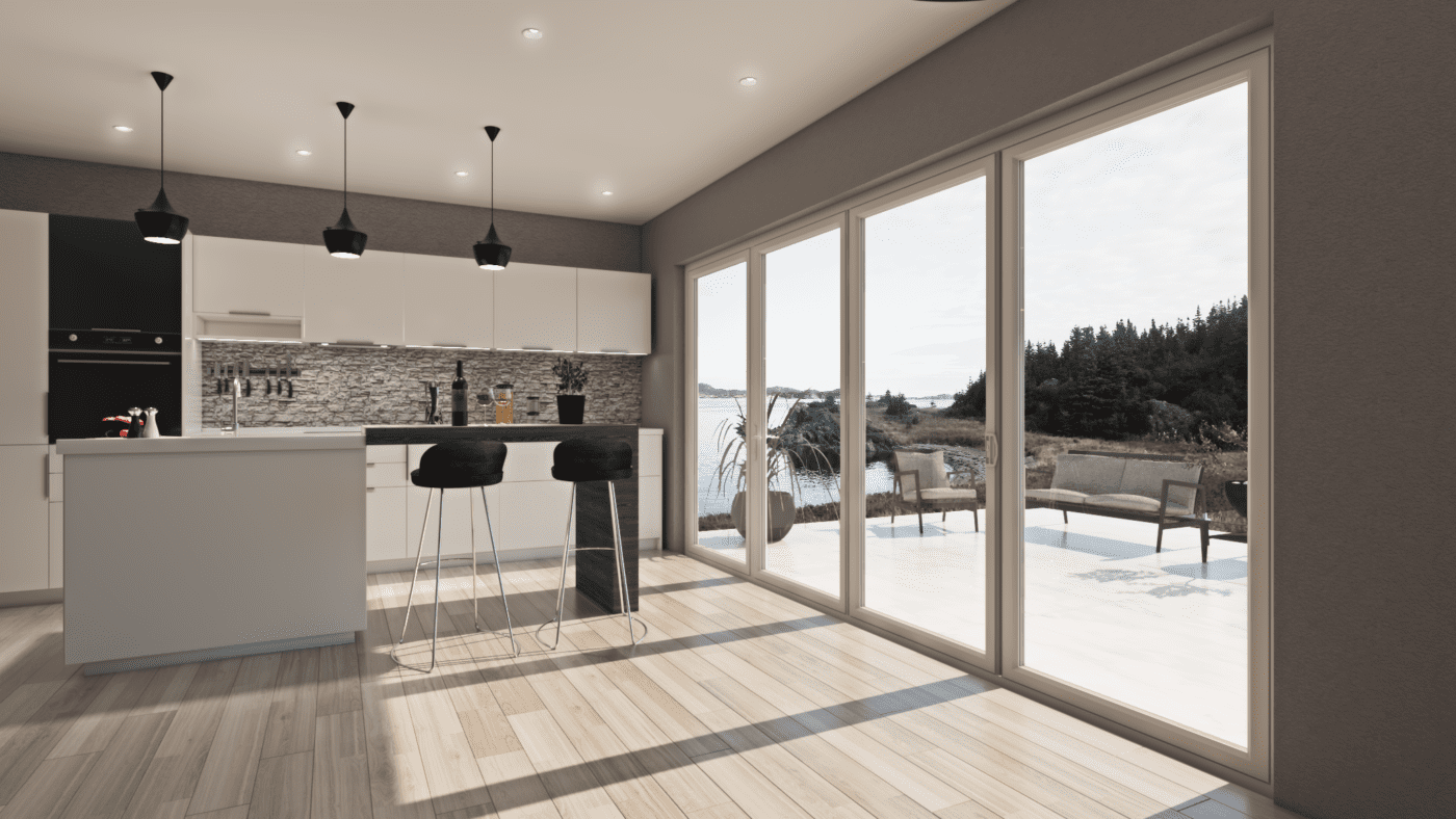 Sapa aluminiumsystem Sapa Halle vikdörr med öppningsbart glasparti som ett vikparti