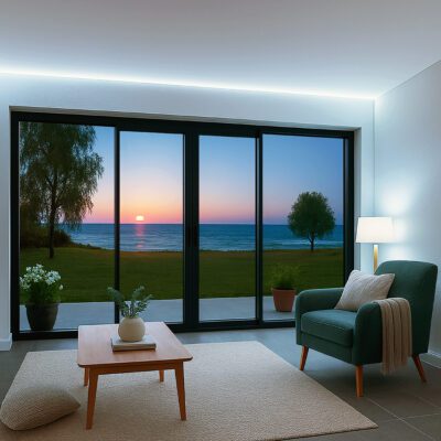 halle glaspartier och aluminiumsystem i husfasad från sapa