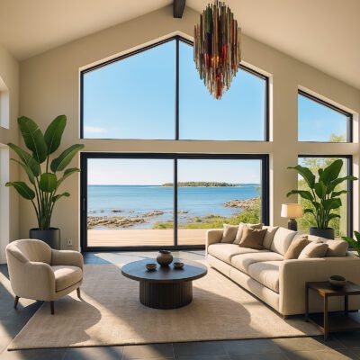 stora glaspartier i nybyggt hus från halle och sapa