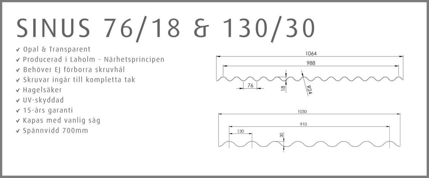 Halle takplast sinus form är en plastskiva för tak och vägg